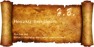 Heszky Benjámin névjegykártya